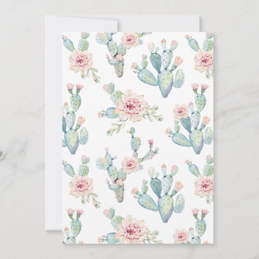 Cactus Etnisch Meisje Fiesta Baby shower Kaart (Achterkant)