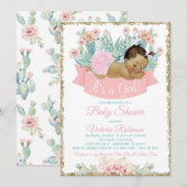 Cactus Etnisch Meisje Fiesta Baby shower Kaart (Voorkant / Achterkant)