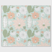 Cactus Fantasie Bloempatroon Cadeaupapier (Vlak)