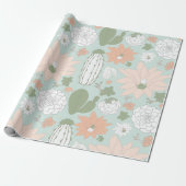 Cactus Fantasie Bloempatroon Cadeaupapier (Uitgerold)