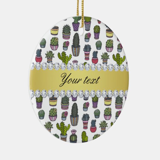 Cactus Faux Gold Bling Diamonds Keramisch Ornament (Rechts)