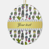 Cactus Faux Gold Bling Diamonds Keramisch Ornament (Links)