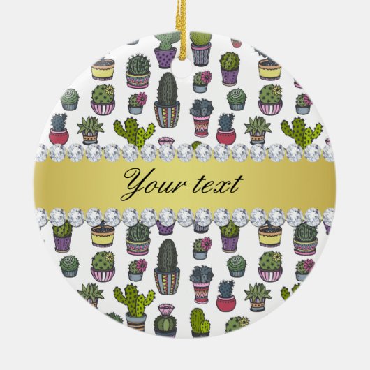Cactus Faux Gold Bling Diamonds Keramisch Ornament (Achterkant)