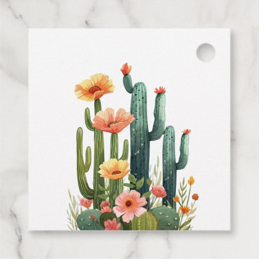 Cactus Feest Bloemige Bruiloftsdouche Bedankjes Labels (Achterkant)