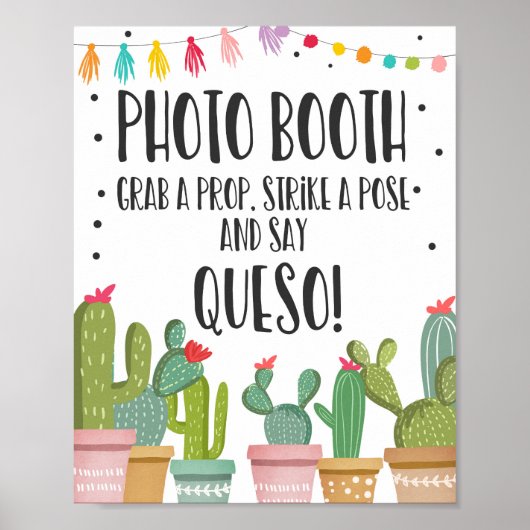 Cactus Feest Foto Booth Requisiet Tafelbord Poster (Voorkant)