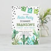 Cactus feest jongen baby verjaardagsuitnodiging kaart (Staand voorkant)