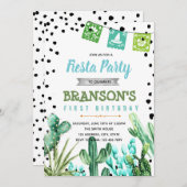 Cactus feest jongen baby verjaardagsuitnodiging kaart (Voorkant / Achterkant)