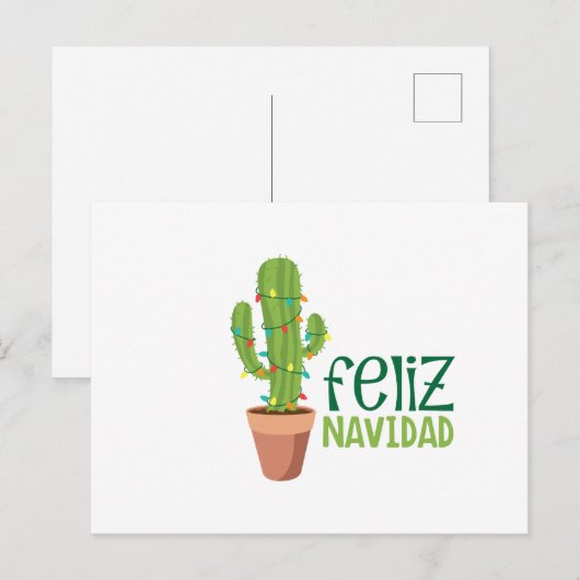 Cactus Feliz Navidad Briefkaart (Voorkant / Achterkant)