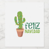 Cactus Feliz Navidad Wijn Etiket (Enkel label)