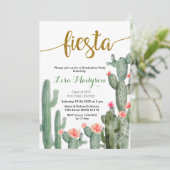 Cactus Fiesta Afstuderen Invitation Party Mexicaan Kaart (Staand voorkant)