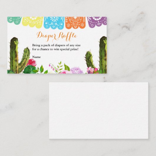 Cactus Fiesta Baby shower Diaper Raffle Card Informatiekaartje (Voorkant / Achterkant)