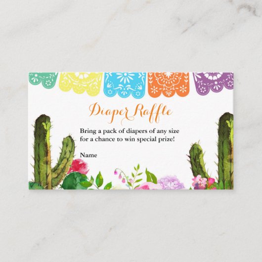 Cactus Fiesta Baby shower Diaper Raffle Card Informatiekaartje (Voorkant)