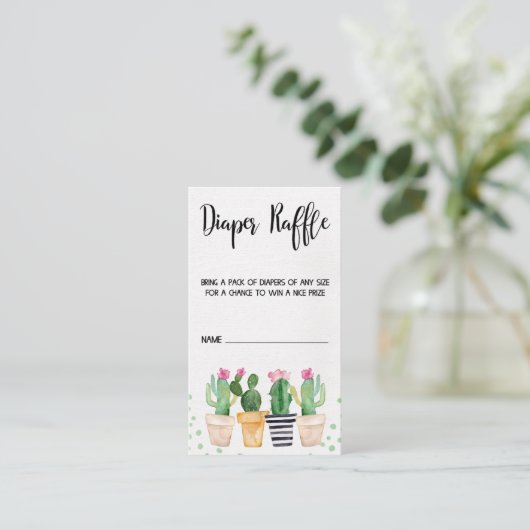 Cactus Fiesta Baby shower Luier Raffle Kaarten (Staand voorkant)