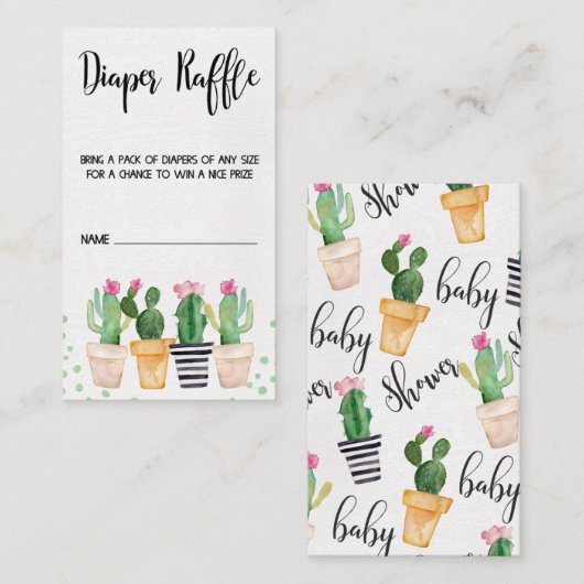 Cactus Fiesta Baby shower Luier Raffle Kaarten (Voorkant / Achterkant)