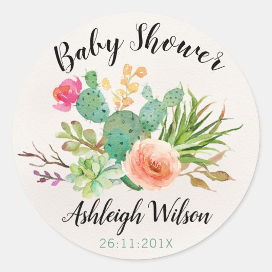 Cactus Fiesta Baby shower Sticker (Voorkant)