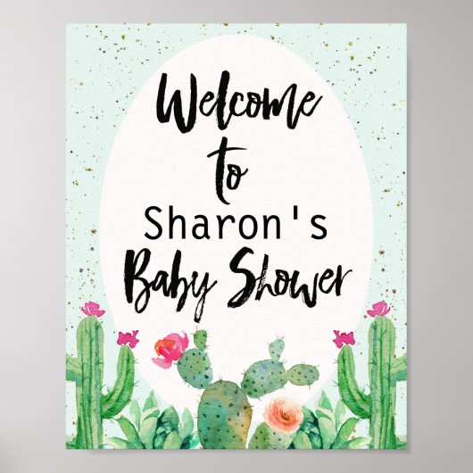 Cactus Fiesta Baby shower Welcome Poster (Voorkant)