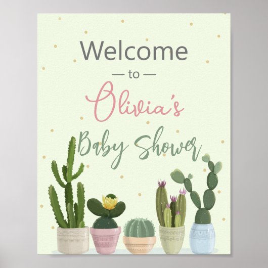 Cactus Fiesta Baby Shower Welkom  Poster (Voorkant)
