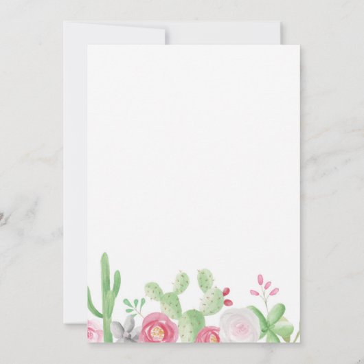 Cactus Fiesta Birthday Cacti Mexico Invitation Kaart (Achterkant)
