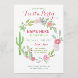 Cactus Fiesta Birthday Cacti Mexico Invitation Kaart