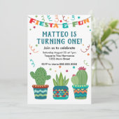 Cactus Fiesta Birthday eerste jaar Kaart (Staand voorkant)