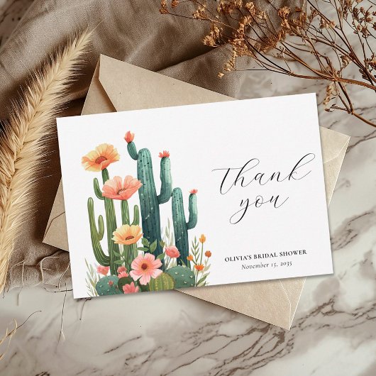 Cactus Fiesta Bloemachtige Bruiloftsborrel Bedankkaart