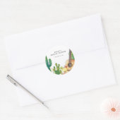 Cactus Fiesta Bloemachtige Bruiloftsborrel Ronde Sticker (Envelop)