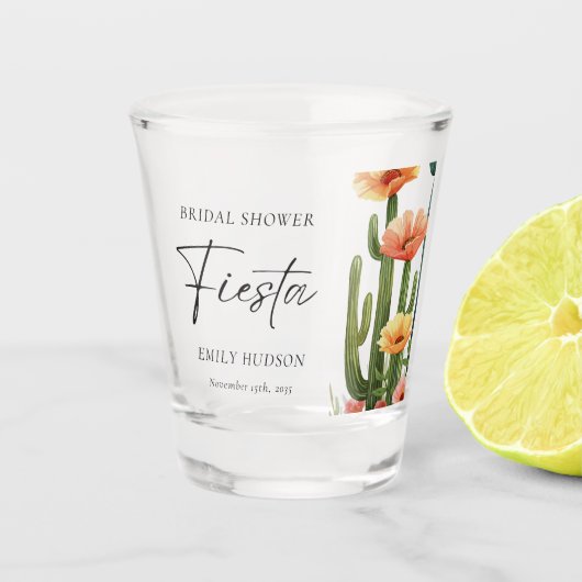 Cactus Fiesta Bloemachtige Bruiloftsborrel Shot Glas (Voorkant)