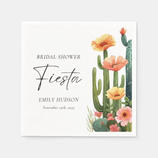 Cactus Fiesta Bloemen Bruidsmeisjesfeest Servet (Voorkant)