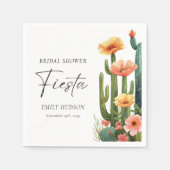 Cactus Fiesta Bloemende Bruiloftsborrel Servet (Voorkant)