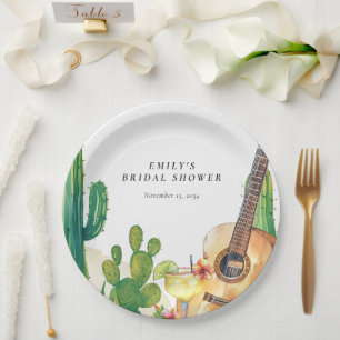 Cactus Fiesta Bloemige Bruiloftsborrel Papieren Bordje