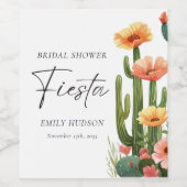 Cactus Fiesta Bloemige Bruiloftsborrel Wijn Etiket (Enkel label)