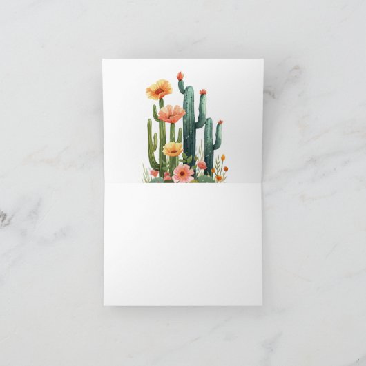 Cactus Fiesta Bloemrijke Bruidsmeisjesborrel Bedankkaart (Binnen)