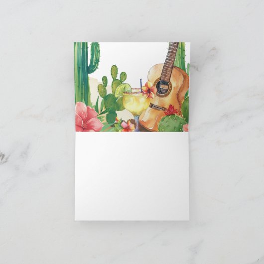 Cactus Fiesta Bloemrijke Bruiloft Feest Bedankkaart (Binnen)