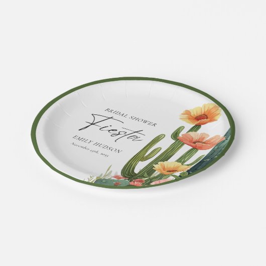 Cactus Fiesta Bloemrijke Bruiloftsborrel Papieren Bordje (Gekanteld)