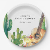 Cactus Fiesta Bloemrijke Bruiloftsborrel Papieren Bordje (Voorkant)