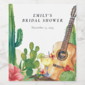 Cactus Fiesta Bloemrijke Bruiloftsborrel Wijn Etiket (Enkel label)