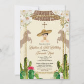 Cactus Fiesta Boy Baptism and Birthday Invitation Kaart (Voorkant)