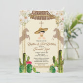 Cactus Fiesta Boy Baptism and Birthday Invitation Kaart (Staand voorkant)