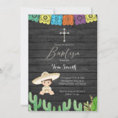 Cactus Fiesta Boy Baptism Christening Uitnodiging (Voorkant)