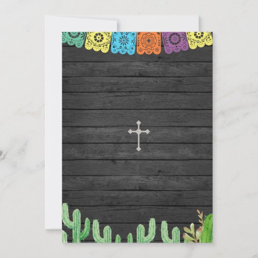 Cactus Fiesta Boy Baptism Christening Uitnodiging (Achterkant)