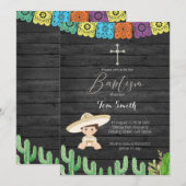 Cactus Fiesta Boy Baptism Christening Uitnodiging (Voorkant / Achterkant)