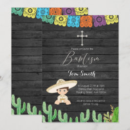 Cactus Fiesta Boy Baptism Christening Uitnodiging