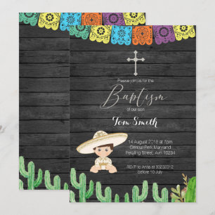 Cactus Fiesta Boy Baptism Christening Uitnodiging
