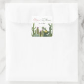 Cactus Fiesta Bruiloft Vierkante Sticker (Tas)