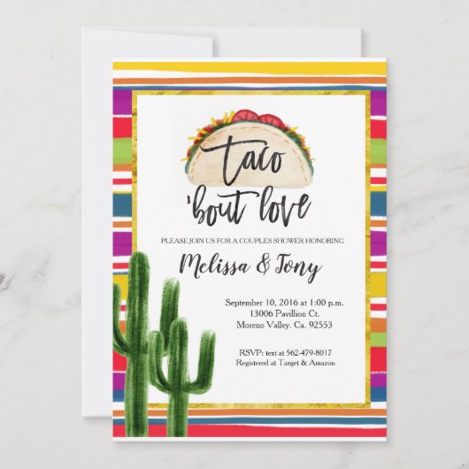 Cactus Fiesta Couples Douchen Mexicaans Kaart (Voorkant)