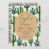 Cactus Fiesta Couples Shower Invitation Green Kaart (Voorkant / Achterkant)