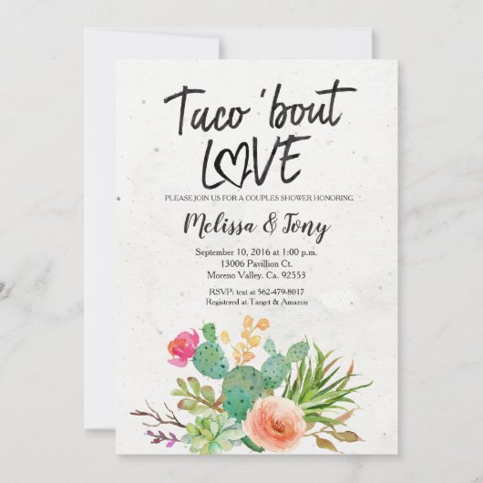 Cactus Fiesta Couples Shower Invitation Kaart (Voorkant)