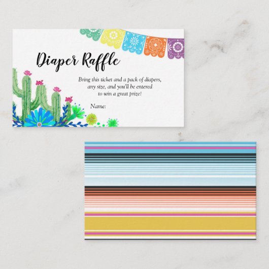 Cactus Fiesta Diaper Raffle Card Informatiekaartje (Voorkant / Achterkant)