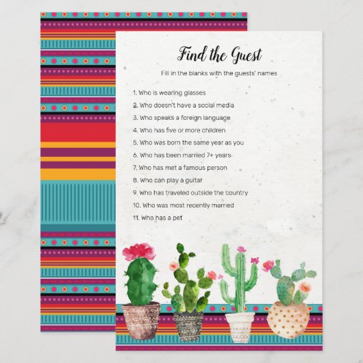Cactus Fiesta Find the Guest game (Voorkant / Achterkant)