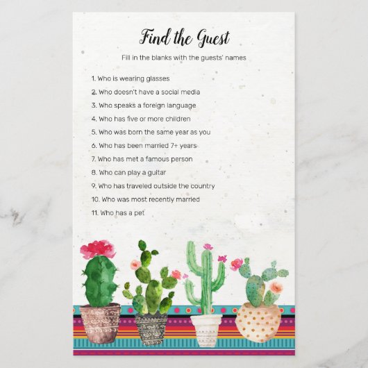 Cactus Fiesta Find the Guest game (Voorkant)